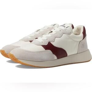 Soludos Cream and Burgundy Low-Top Sneakers